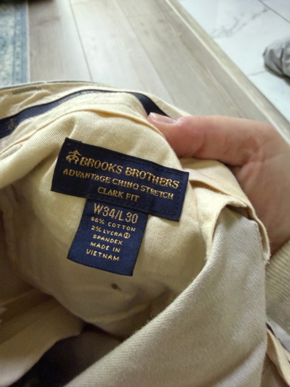 Brooks Brothers Regular Fit Cotton Advantage Chino Pants in Stone preppy khakis - Picture 5 of 7